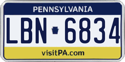 PA license plate LBN6834