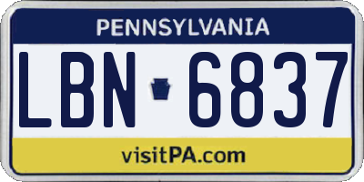 PA license plate LBN6837
