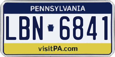 PA license plate LBN6841