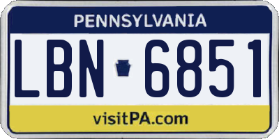 PA license plate LBN6851
