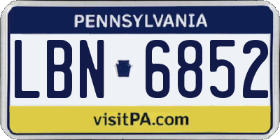 PA license plate LBN6852