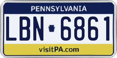 PA license plate LBN6861