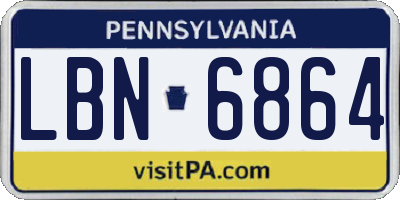 PA license plate LBN6864