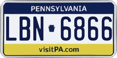 PA license plate LBN6866