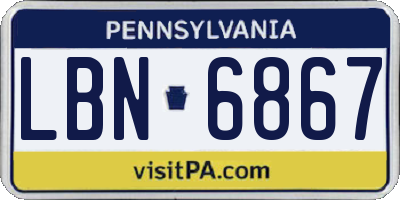 PA license plate LBN6867