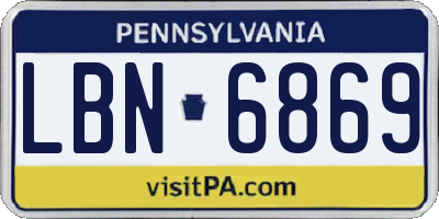 PA license plate LBN6869
