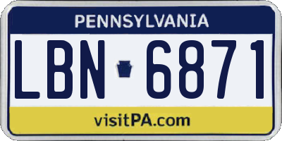 PA license plate LBN6871