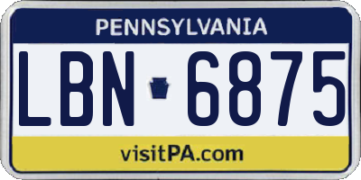 PA license plate LBN6875