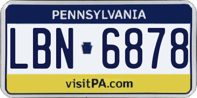 PA license plate LBN6878