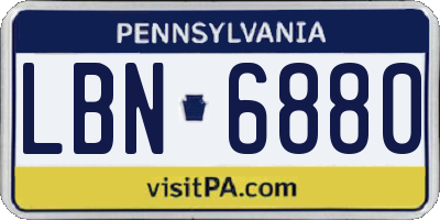 PA license plate LBN6880