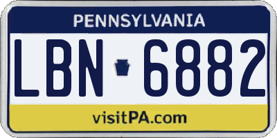 PA license plate LBN6882