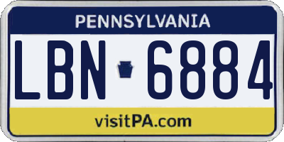 PA license plate LBN6884