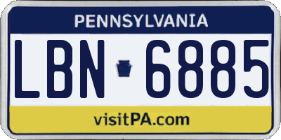 PA license plate LBN6885