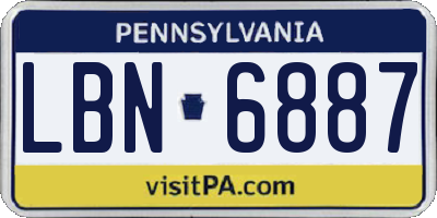 PA license plate LBN6887