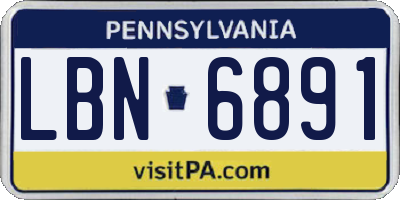 PA license plate LBN6891