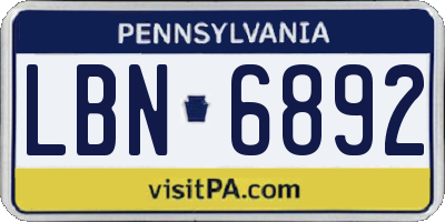 PA license plate LBN6892