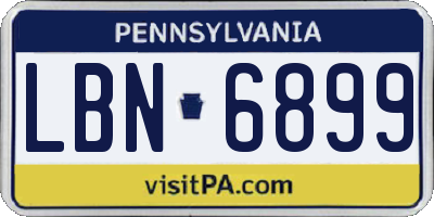 PA license plate LBN6899