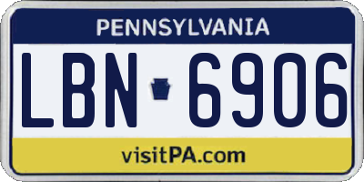 PA license plate LBN6906
