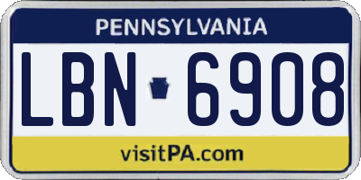 PA license plate LBN6908