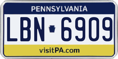 PA license plate LBN6909
