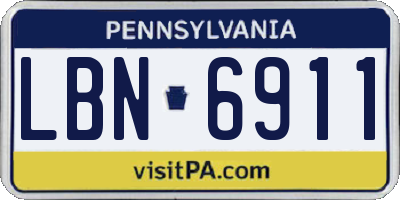 PA license plate LBN6911