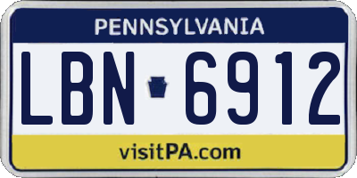 PA license plate LBN6912
