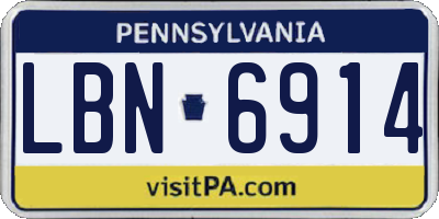 PA license plate LBN6914