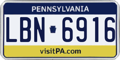 PA license plate LBN6916
