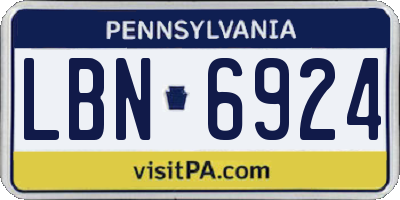PA license plate LBN6924