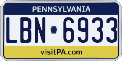 PA license plate LBN6933
