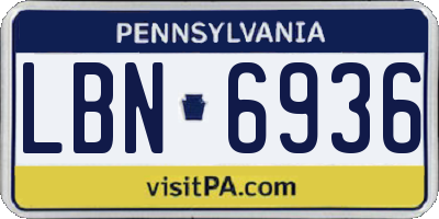 PA license plate LBN6936