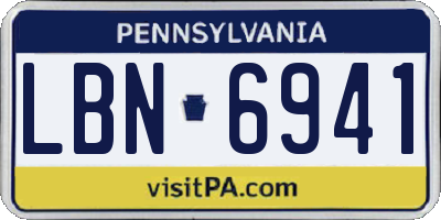 PA license plate LBN6941