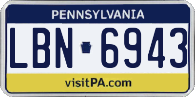 PA license plate LBN6943