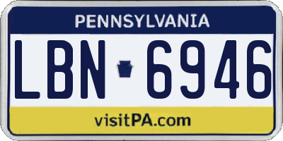 PA license plate LBN6946