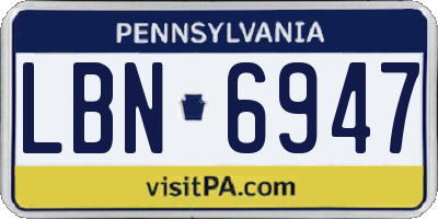 PA license plate LBN6947