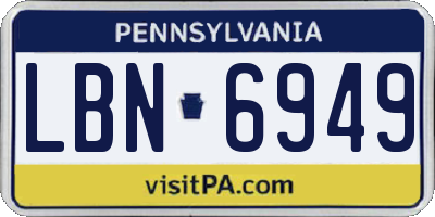 PA license plate LBN6949