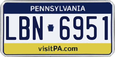 PA license plate LBN6951