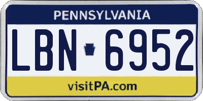 PA license plate LBN6952