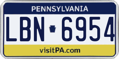PA license plate LBN6954