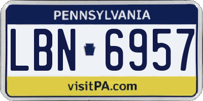 PA license plate LBN6957
