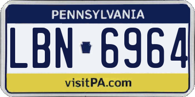 PA license plate LBN6964
