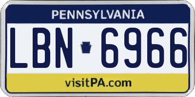 PA license plate LBN6966