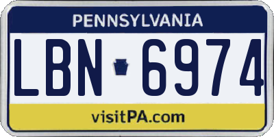 PA license plate LBN6974