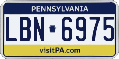 PA license plate LBN6975