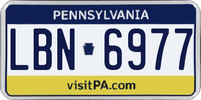 PA license plate LBN6977