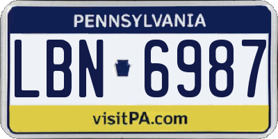 PA license plate LBN6987