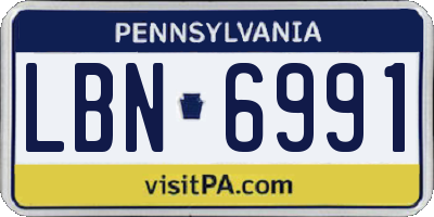 PA license plate LBN6991