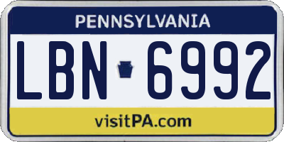 PA license plate LBN6992