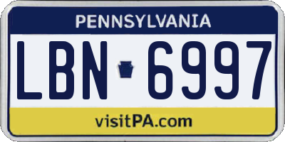 PA license plate LBN6997