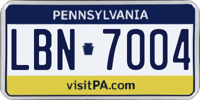 PA license plate LBN7004